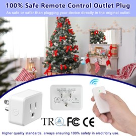 Remote Switch Outlet, GreenCyle Outlet Plug with Remote, Wireless On/Off Light Switch Wall Mounted, 15A/1500W, TUV Listed, No Wiring Needed, 500ft RF Range, for Lamps, Fans, Household Appliances