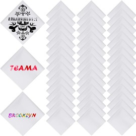 Preboun White Bandana Bulk for Sublimation Blank Bandana White Handkerchiefs Head Wrap 22 x 22 Inch(50 Pieces)