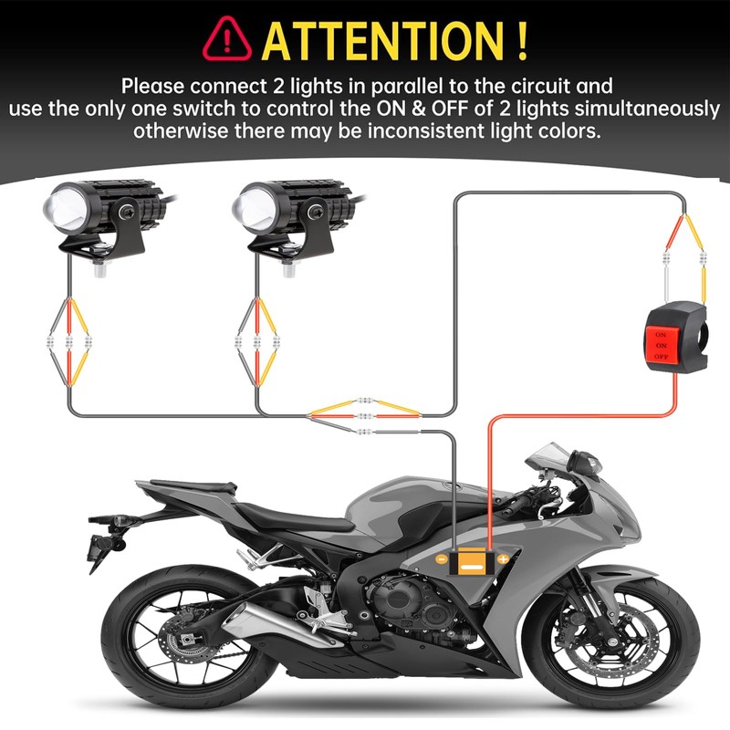 Windance 2 Pack,Motorcycle LED Spotlight Hi/Lo Beam Yellow White Driving