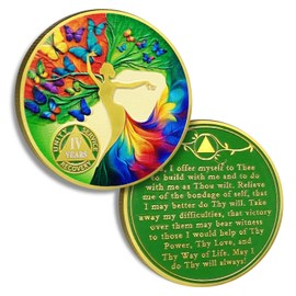 4 Years Sobriety Chip Butterfly Tree of Life AA Coins and Medallion Alcoholics Anonymous Coin Serenity Prayer Coin Recovery Anniversary Token Sobriety Gifts for Women Men