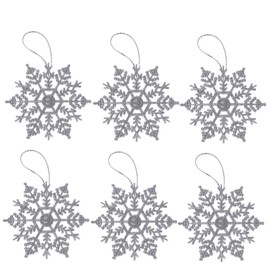 ORFOFE 12pcs Silver Snowflakes Christmas Decorations 10cm Plastic Flash Powder Snowflakes for Party Home Office