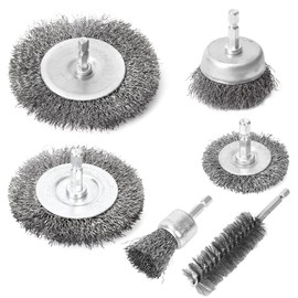Wire Brushes 6 Pack for Drills & Cordless Screwdrivers - Disc Brushes (50/75/100 mm), Cup Brush 50 mm, Brush Brush 25 mm & Cylinder Brush 28 x 60 x 90 mm | Rust Remover, Grinding, Polishing, Deburring