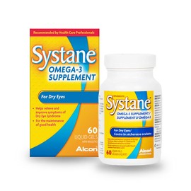 Alcon Systane Omega-3 Supplement for Dry Eyes, Eye Supplement for Adults, Tear Film Support, Tear film Support, Ocular Supplement for Dry Eyes - 60 Liquid Gels