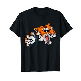 Tiger Angry Pool 8 Ball Billiards Cartoon Character T-Shirt