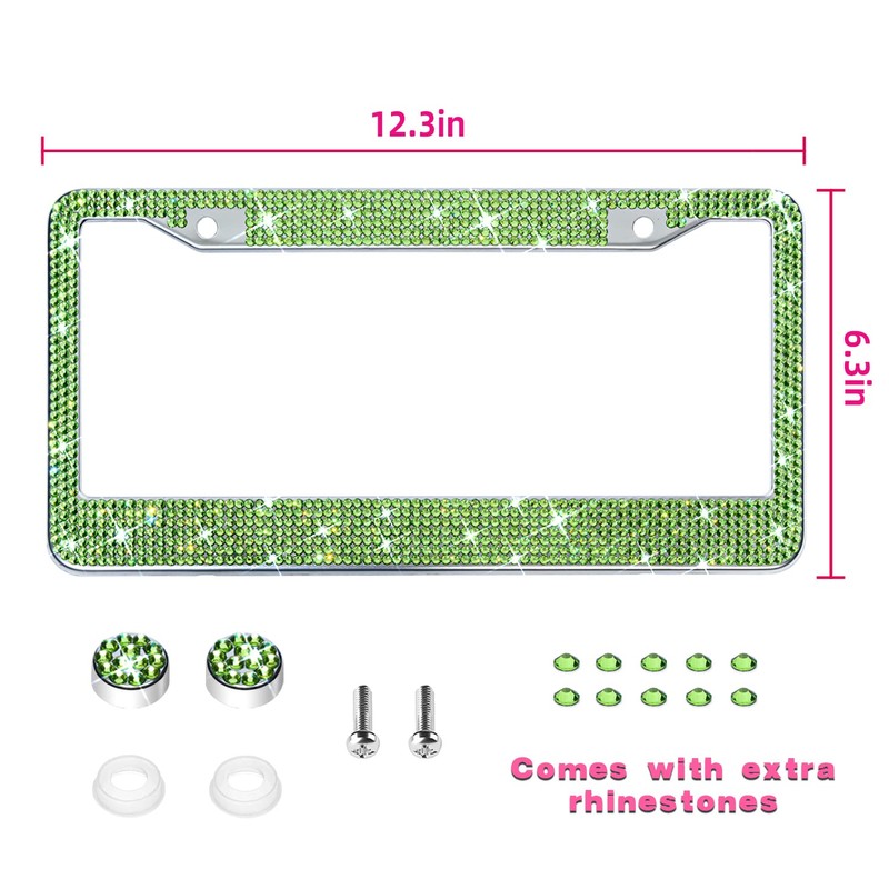 Bling License Plate Frame for Women, Sparkly Stainless Steel License