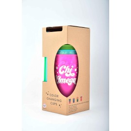 Sorority Shop Chi Omega Color Changing Cups - Pack of 4 Reusable Cups with Lids and Straws, Chi Omega Cup, Perfect Size 24 Oz Tumbler Cups, Mix and Match Lids With Cool Retro Design