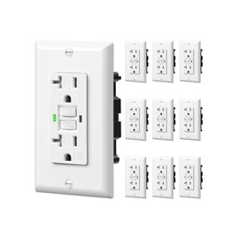DEWENWILS 10-Pack GFCI Outlet 20Amp, Outdoor Weather-Resistant(WR), Tamper-Resistant(TR), UL Listed, Gfi Self-Test, LED Indicator, Wallplate Included with Thinner Design, White