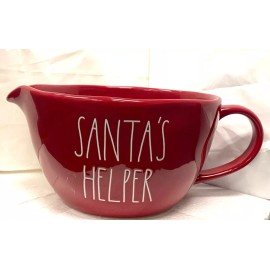 Rae Dunn Christmas Red & White "SANTA'S HELPER" Mixing Bowl