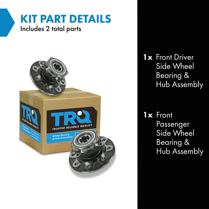 TRQ 2 Piece Front Wheel Bearing & Hub Assembly Set
