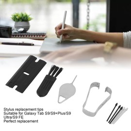 Stylus Tips Replacement, Tip Set with 20 Replacement Tips and 4 Sets of Tools Stylus Pen Tips for Galaxy Tab S9 S9+Plus S9 Ultra S9 FE (Black Grey)