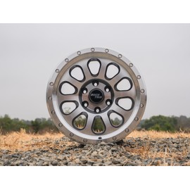 RockTrix RT111 17 inch Wheel Compatible with 2009-2024 Ford F150, 17x9 6x135 Wheels (-12mm Offset, 4.5in Backspace) 87.1mm Bore, Gunmetal Polished Wheels, Also fits 2022+ Bronco Raptor Rims