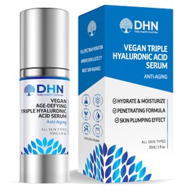 Triple Hyaluronic Acid Anti-Aging Face Serum. 3 Types of Pure Hyaluronic Acid with Vitamin C for Smoother, Firmer Looking Skin. Triple Hydrating Boost. Made in Canada, Vegan & Cruelty Free