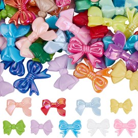 SUNNYCLUE 60Pcs 3 Styles Colorful Bow Beads Acrylic Bead Bows Bulk Random Mixed Color Plastic Opaque Bowknot Tie Shaped Loose Spacer Bead for Jewellery Making Bracelet Keychain DIY Crafts Accessories