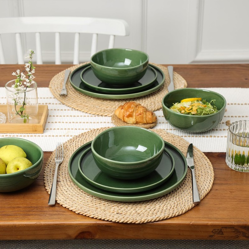 Vicrays Ceramic 12 Pieces Dinnerware Set - Dinner Plates Salad