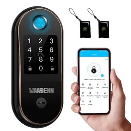 WAABENN Smart Lock, 5 in 1 Touchscreen Deadbolt WiFi Electronic Keypad Door Lock for Bedroom Home Office Hotel