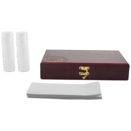 RESFNSE 50 Pcs Wood Coin Protection Display Box Storage Case Holder Round Box Commemorative Collection Box