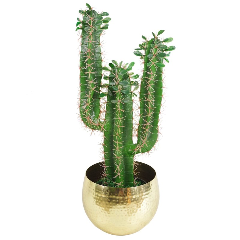 Leaf LEAF-7199 Large Metal Planter Hammered Brass Gold Colour-Straight Edge,