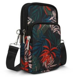 Gocokia Women Girls Ladies Crossbody Phone Bags Wallet Cellphone Purse Small Shoulder Bag Travel Passport Neck Pouch Bag(M Size) (M, Leaft)