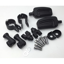 SMT-Black Short Angled Adjustable Peg Mounting Kit AirFlow Foot Peg Footrest Compatible With Harley Sportster 883 1200 Street Bob Softail CVO 1-1/2 inch (1.5") Front Engine Guard [B01EXM080M]