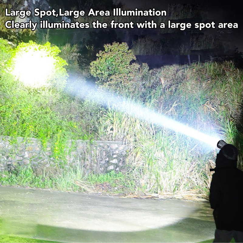 Super Bright Headlamp 90000lm Silver Rechargeable 1600mAh Battery Adjustable Headband
