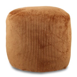 Sexysamba Round Corduroy Pouf Cover Only, 20"x 16" Unstuffed Decorative Ottoman Foot Stool Rest, Washable Storage Bean Bag Chair Floor Pouf Covers for Living Room Bedroom, Coffee