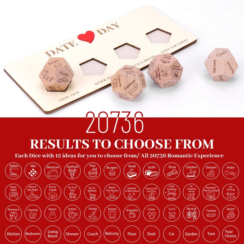 Meetory Set of 4 Date Night Dice Set, Romantic Date