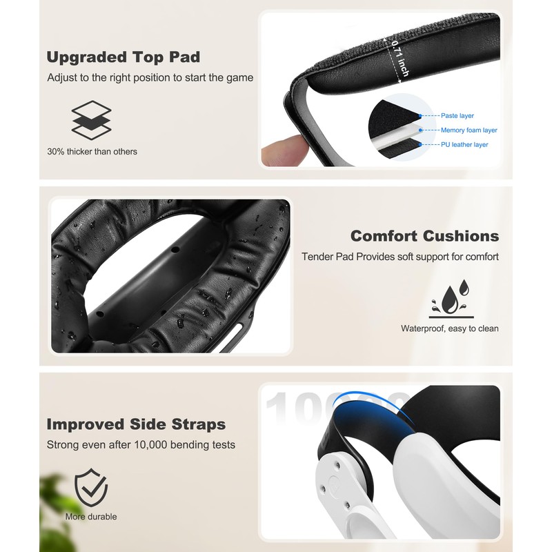 Lightweight Headstrap Compatible with Quest 3/3S/Quest 2, Comfortable Magnetic VR