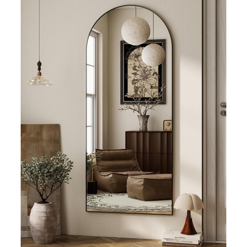 HARRITPURE 64"x21" Arched Full Length Mirror Free Standing Leaning Wall-Mounted
