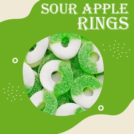 NUYAFFA Halal Sour Apple Rings Gummy Candy, Delicious Halal 5lb Bulk Candy Bag, Flavors Sour Gummy, Tasty Halal Gummies & Candy Gift for All Occasions, Party Size