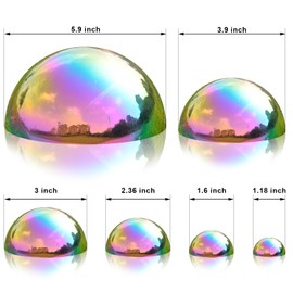Nerien Gazing Ball, Stainless Steel Garden Mirror Globe, Polished Ornament Sphere, Hollow Floating Reflective Hemisphere, for Home Outdoor Pond Housewarming Swimming Pool Decoration, Gold, 6Pcs Mix