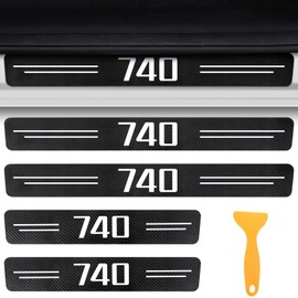 CHIYLE Door Sill Protectors for 7-Serie 740i, Carbon Fiber Leather Front/Rear Door Sill Sticker for 7-Serie 740i Accessores 2016-2025(White)