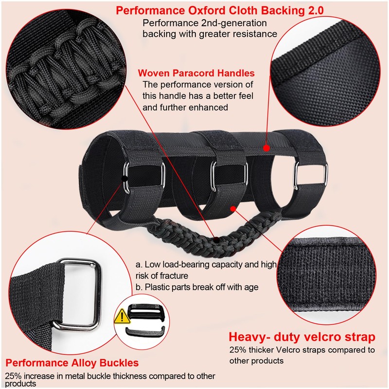 Endollars Roll Bar Grab Handles Paracord Hand Grips Accessories for