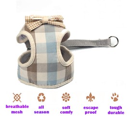Puppy Harness and Leash Set for Walking Escape Proof Adjustable Soft Padded Mesh Front Vest Harness with Leash and Cute Bows Easy to Put On & Take Off Step in Dog Harness for Small Dogs and Cats