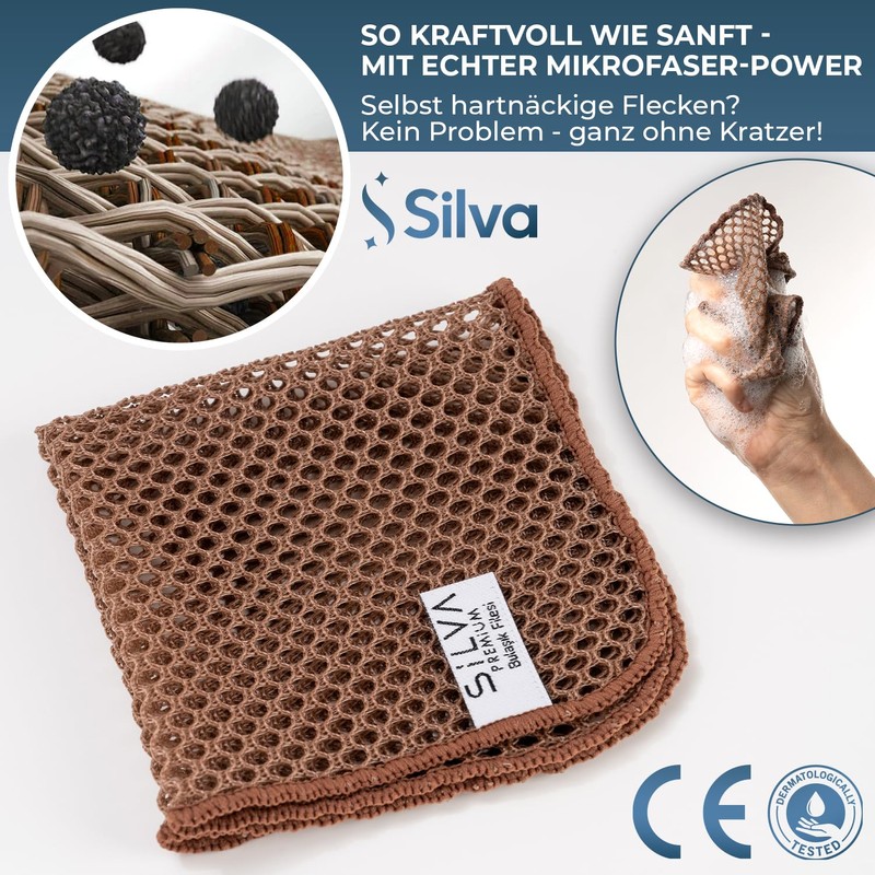 Silva Premium Microfibre Cloths & Wire Tea Towels, Wet &