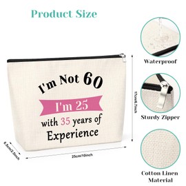 60th Gift for Women Makeup Bag 60th Birthday Gift Sweet 60 Year Old Birthday Gift for Mom Mum Birthday Gift from Daughter Son Cosmetic Bag Thank You Gift for Mum Grandma Aunt Cosmetic Case