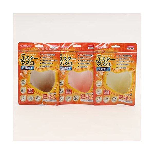 HIRO ED-20122 5 Star Mask, 2-Pack, 3D Structure, Easy to