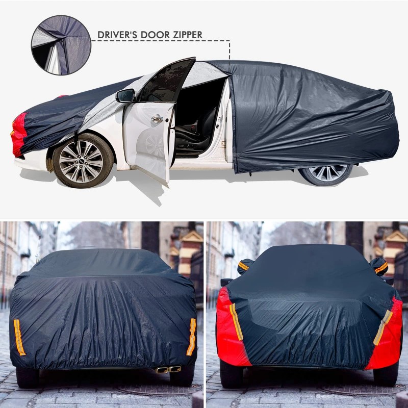 DINGHAO Car Cover Waterproof All Weather for Automobiles, 6 Layers