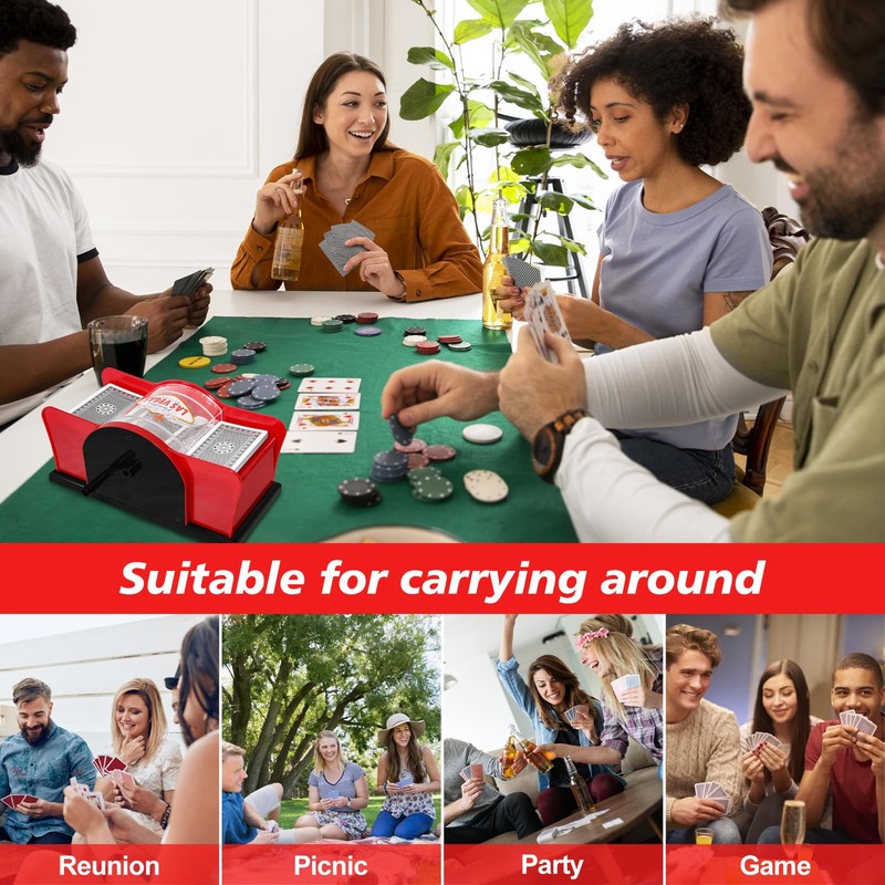 HNCY Card Shuffler, Card Shuffler 2 Deck, Crank, Manual Mixing