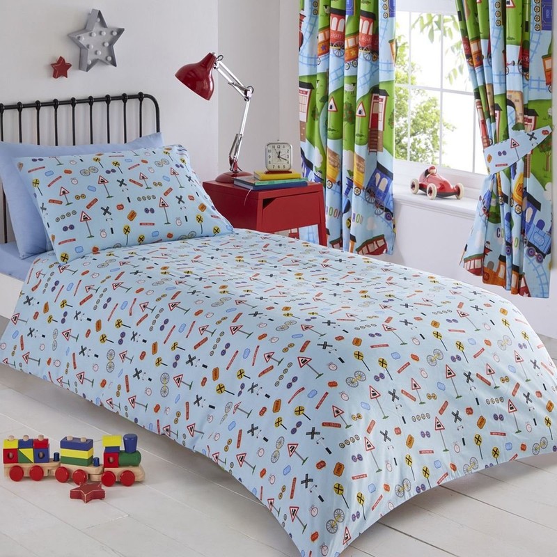 Kids Club Trains Bed Duvet Cover and Pillowcase Set, Polyester-Cotton,