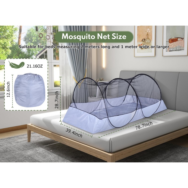 Gugxiom Foldable Mosquito Net, Portable Travel Mosquito Net Pop Up