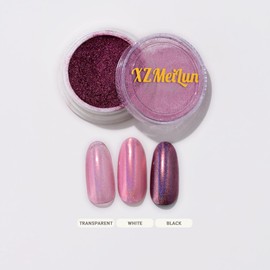 XZMeiLun Chameleon Pink Magic Mirror Chrome Nail Powder, Big-Capacity 1.5g Metallic Dust Holographic Effect Powder Pigment Glitter Manicure Kit, Nail Art, Can Mixed with Builder Gel Nail Polish Use