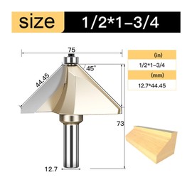 CREAP 45 Deg Bevel Edge Forming Chamfer Router Bits with Bearing Chamfering CNC Wood Cutting Tools Woodworking Milling Cutter(X00321)