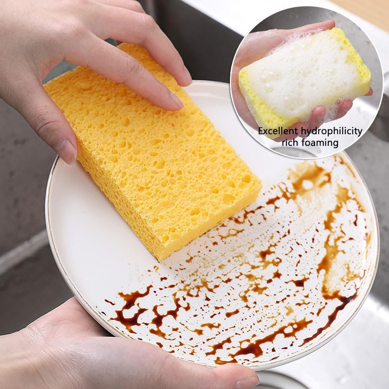 Bmeigo Washing Up Sponge 12PCS, Compostable Kitchen Sponge Nautural Cellulose