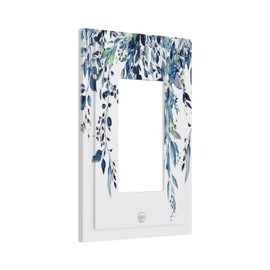 Blue Eucalyptus Watercolor Leaves 1 Gang Rocker Light Switch Plate Green Plant Single Decora Outlet Wall Plate Cover Faceplate Decorative Switchplate GFCI for Bathroom Living Room Bedroom Decorate