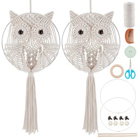 BEUNITONE Macrame Owl Kit for Adults Beginners Macrame Owl Wall Hanging Kit with Video Tutorial for Bedroom Cotton Rope Owl Decoration Wall Hallways Boho Decor Hand Woven Owl Macrame Wall Art