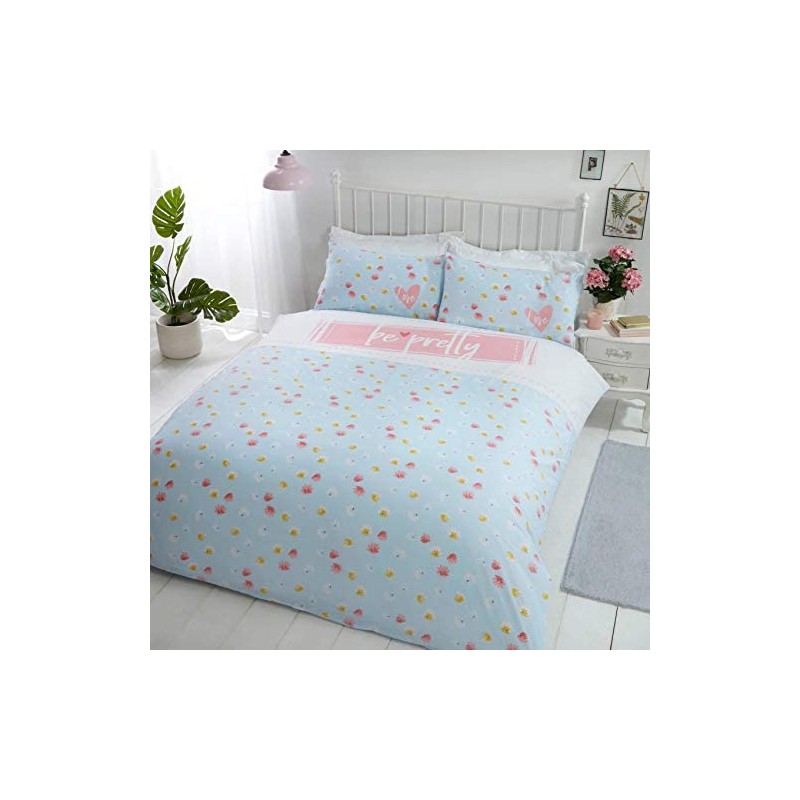 Rapport Home Be Pretty Duvet Cover Set, Polycotton, Blue, Single