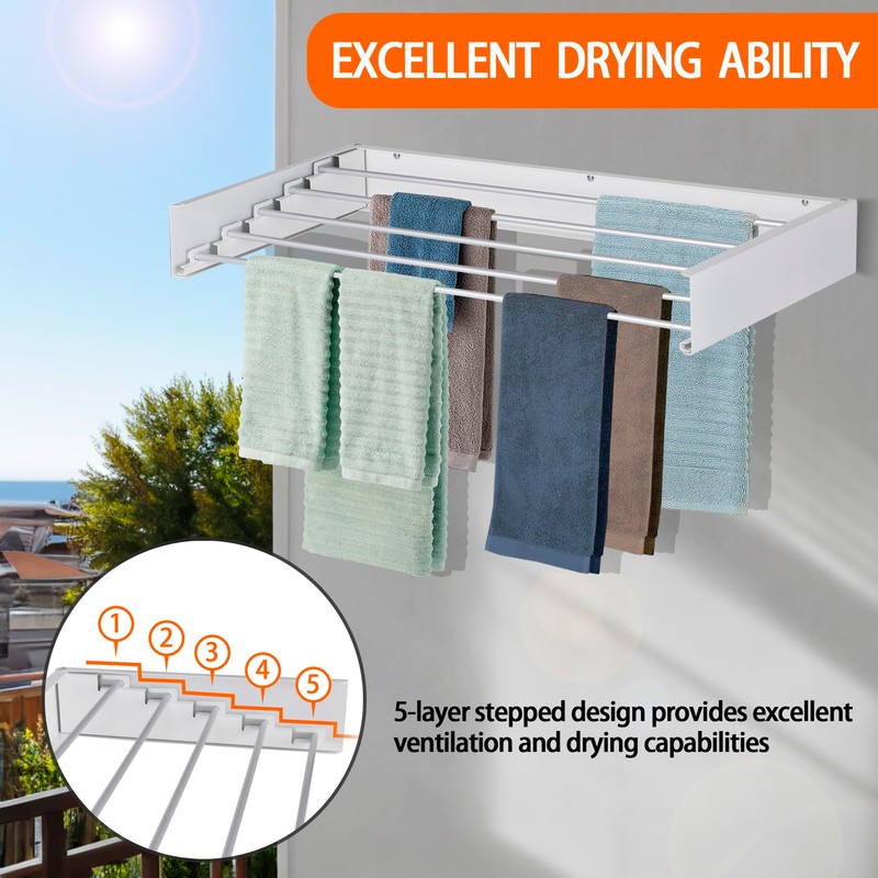 FOCHIER F Laundry Drying Rack Wall Mounted Clothes Drying Rack