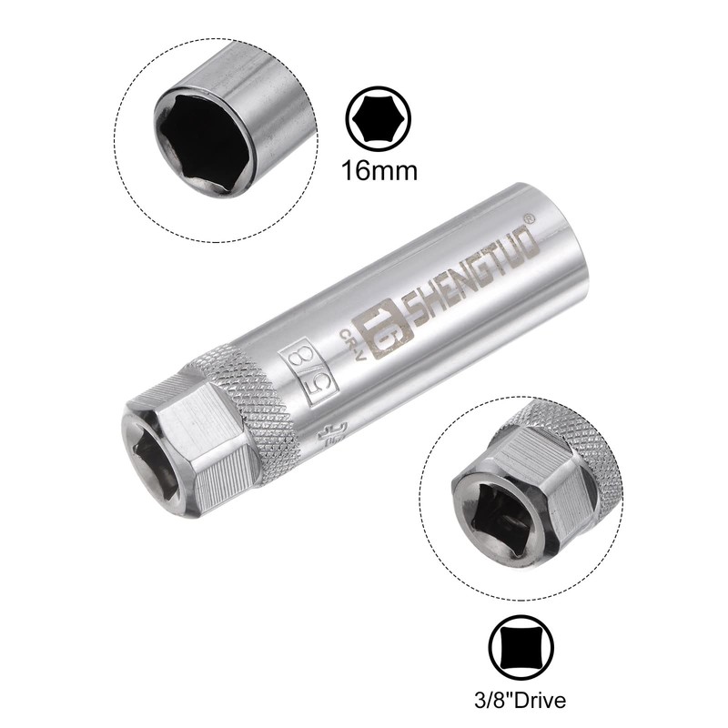 uxcell 16mm Magnetic Spark Plug Socket Set, 3/8" Drive 6