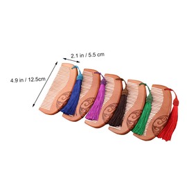 FRCOLOR Auspicious Clouds Sculptural Wood Comb Set 5-Piece Medium Hair Combs Colorful Tassels Practical Hair Styling Accessories for Women