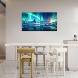 Northern Lights Wall Art Colorful Aurora Scenery Nature Landscape Pictures Large Wall Decor Gift Canvas Painting Prints Modern Artwork Framed for Living Room Gallery Office Bedroom Bathroom 30"x60"